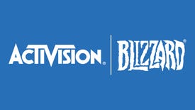 The Activision Blizzard logo on a blue background