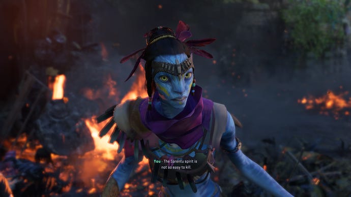 A Na'vi warrior approaches you in Avatar: Frontiers of Pandora.