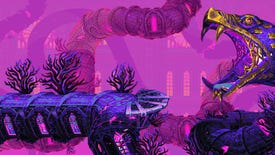 A giant colourful snake built from a vast stone tunnel in Being and Becoming.