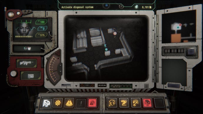 Navigating a room via your CRT control unit in Deadnaut: Signal Lost