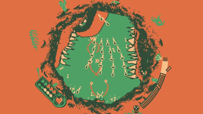 A giant monster bares its fangs in a small circular arena in Roto Force
