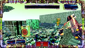 A screenshot of a lurid FPS.