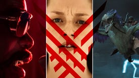 A side-by-side collation of screenshots from three trailers of The Game Awards 2023. Left: Marvel's Blade. Centre: OD. Right: Monster Hunter Wilds.