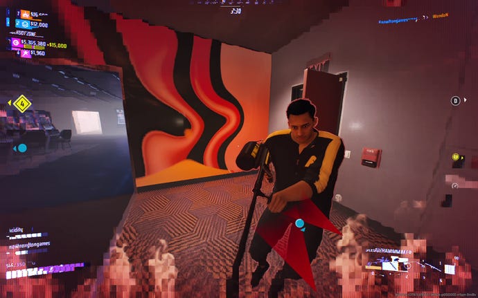 A heavy armed with a flamethrower in The Finals.