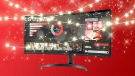 LG 34WR50QC 34-inch ultrawide with overlaid christmas lights