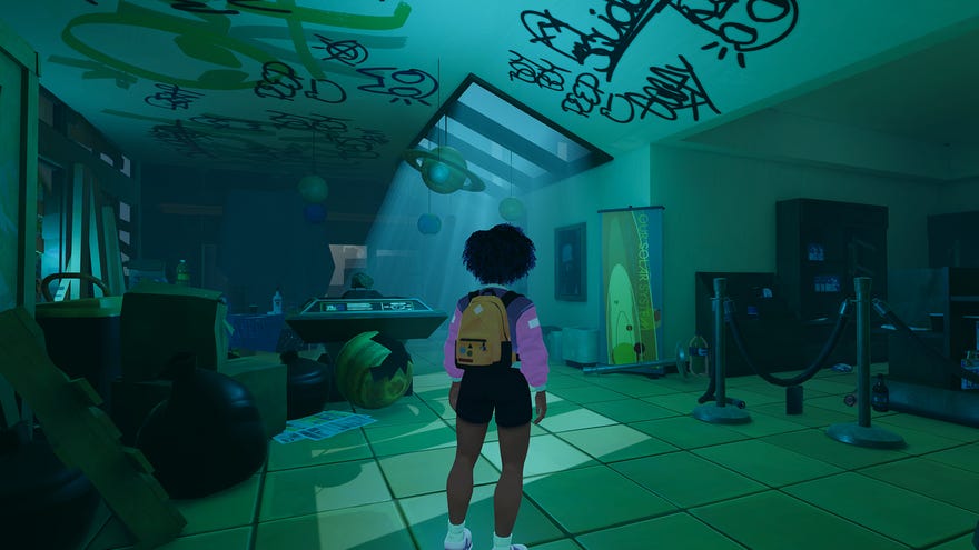 A woman stands in an abandoned mall in Usual June