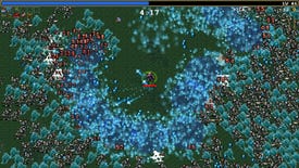 Imelda clears a swath of enemies from the battlefield in Vampire Survivors